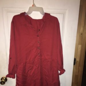 Red Button Down shirt dress